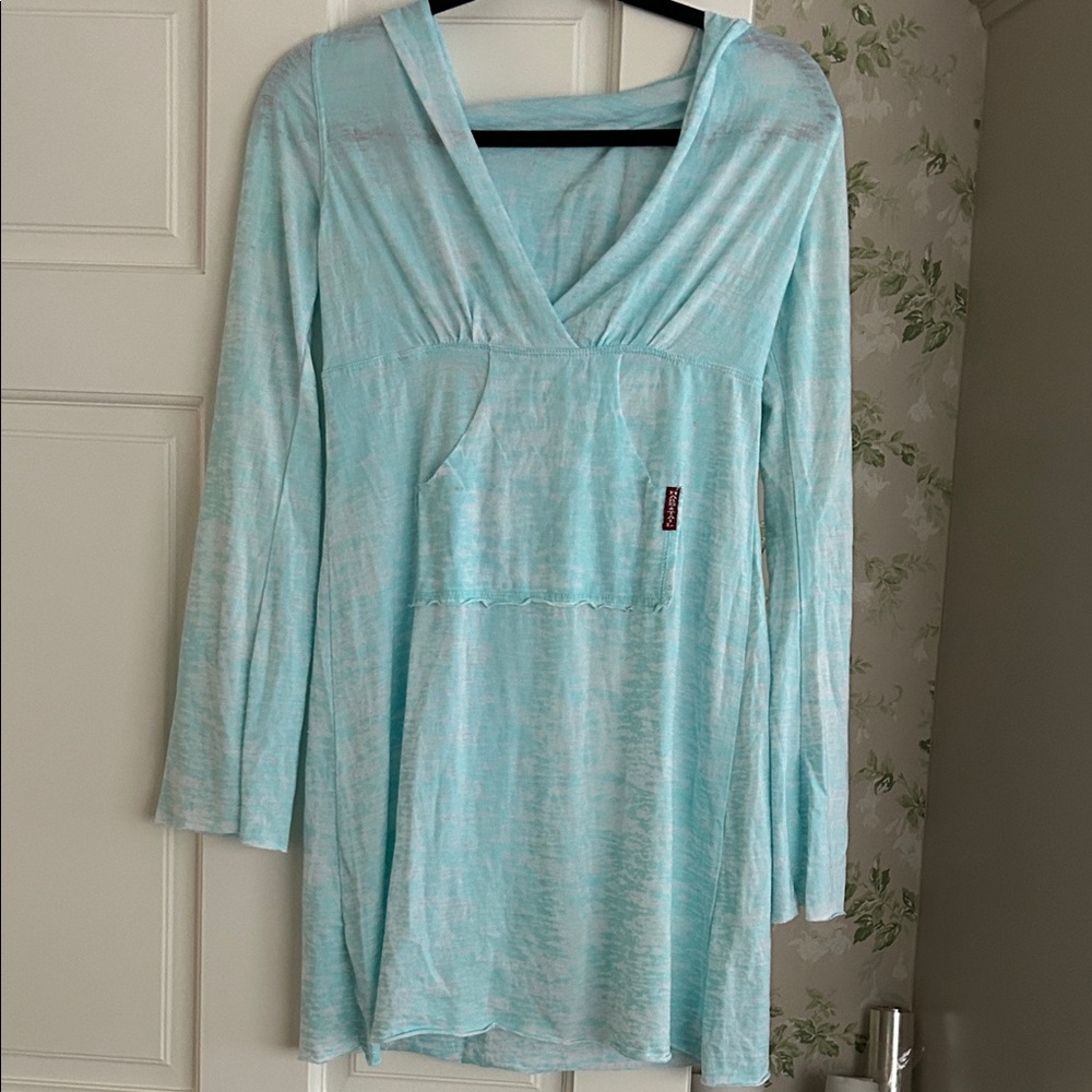 Hardtail swim coverup Light Blue Long Sleeve Tunic Sz m